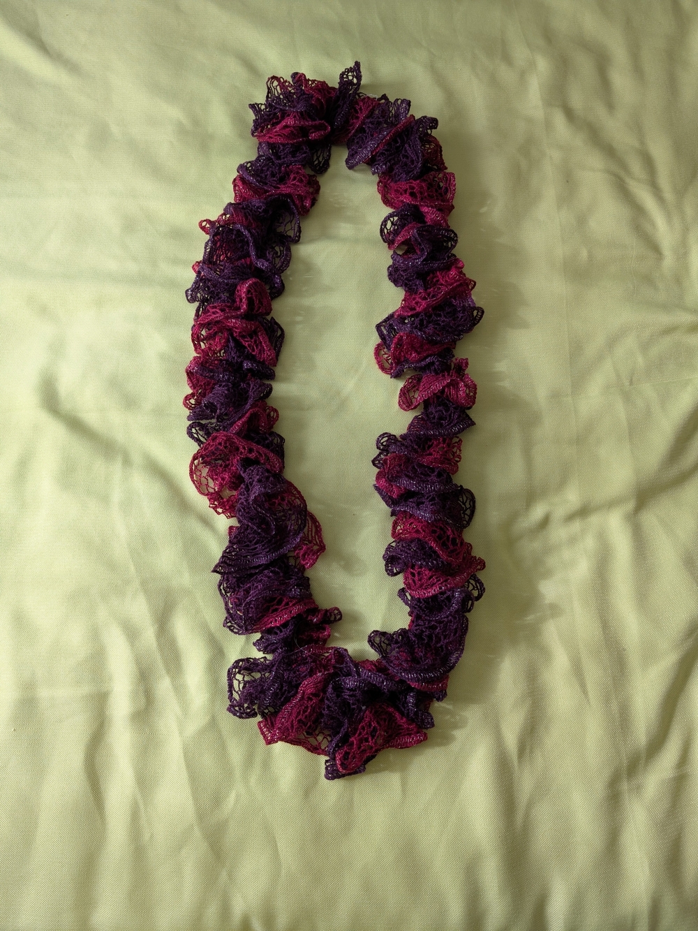 Purple & Pink Ruffle Knit Scarf